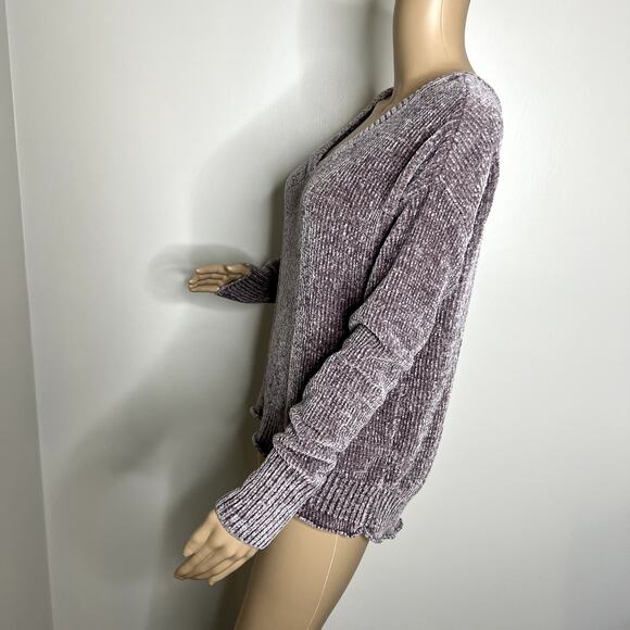 Mudd Purple Chenille V Neck Sweater - Picture 2 of 8